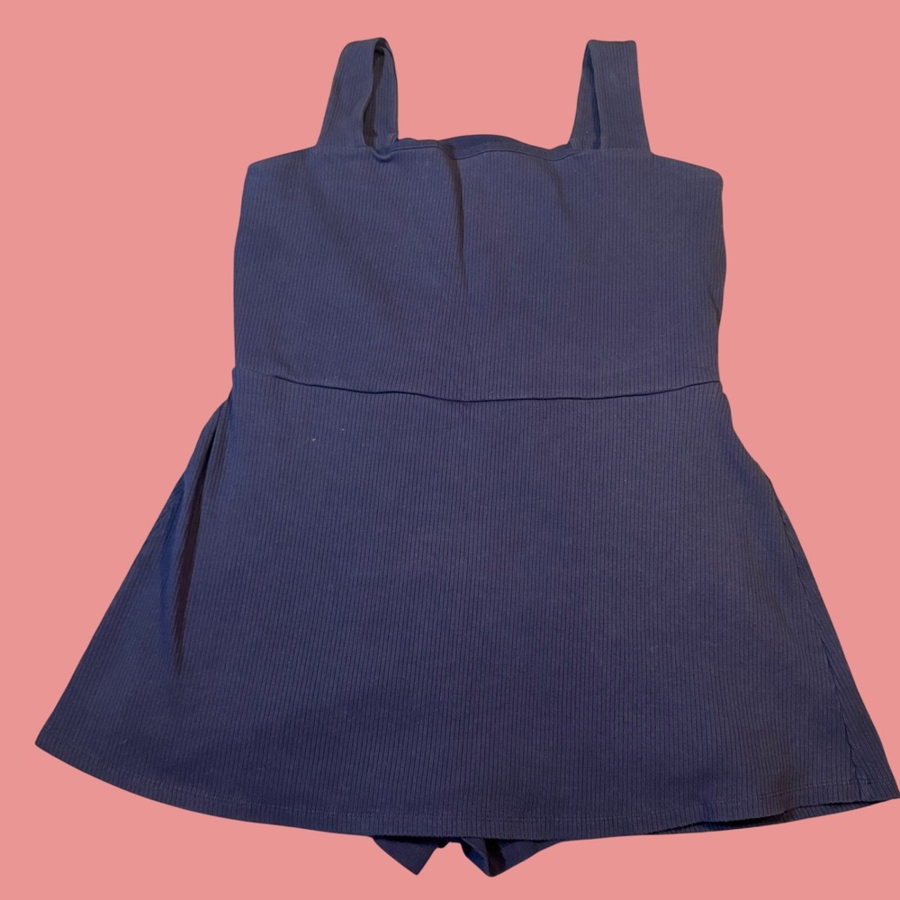 PINK Victoria's Secret Ribbed Active Skort Dress XXL Navy Blue Square Neck